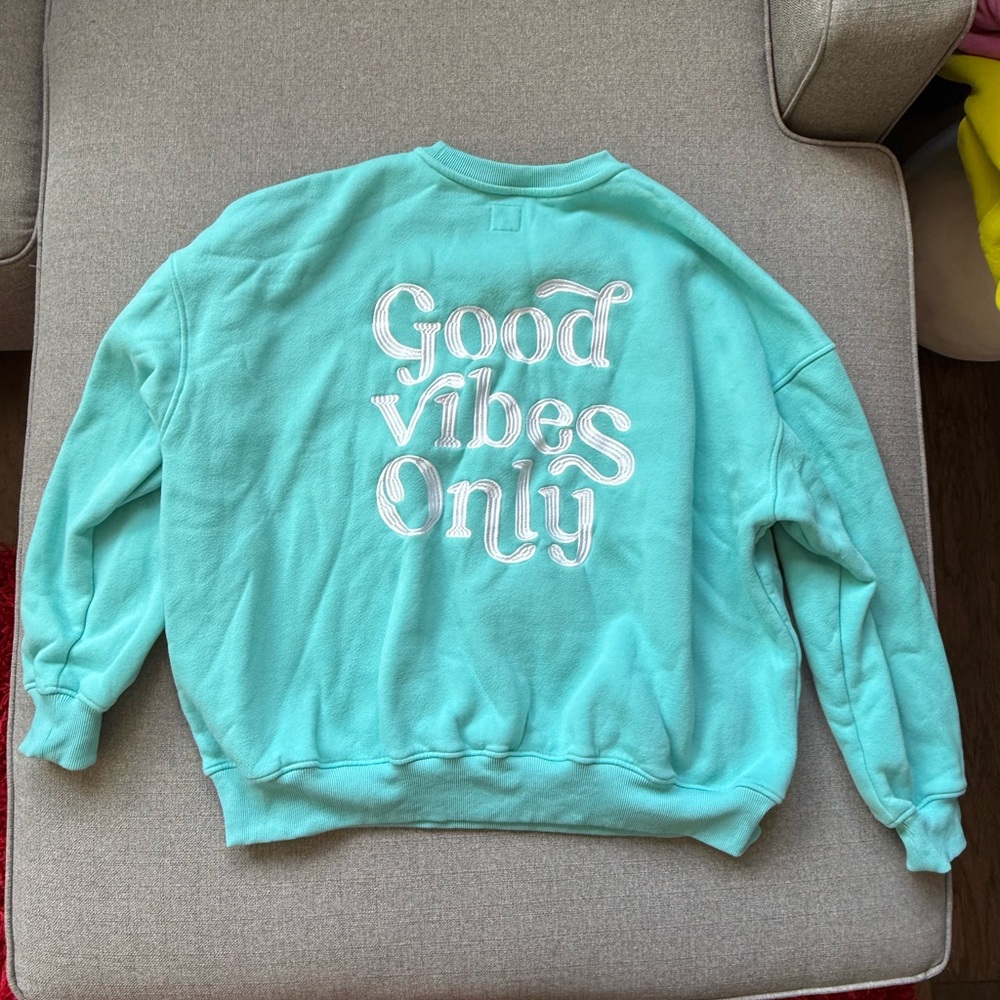 Blue Embroidered Crewneck